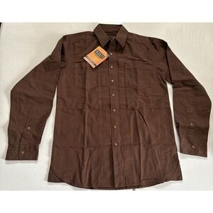 511 Tactical Shirt Men Small Covert Herringbone Long Sleeve SnapButton Brown NEW